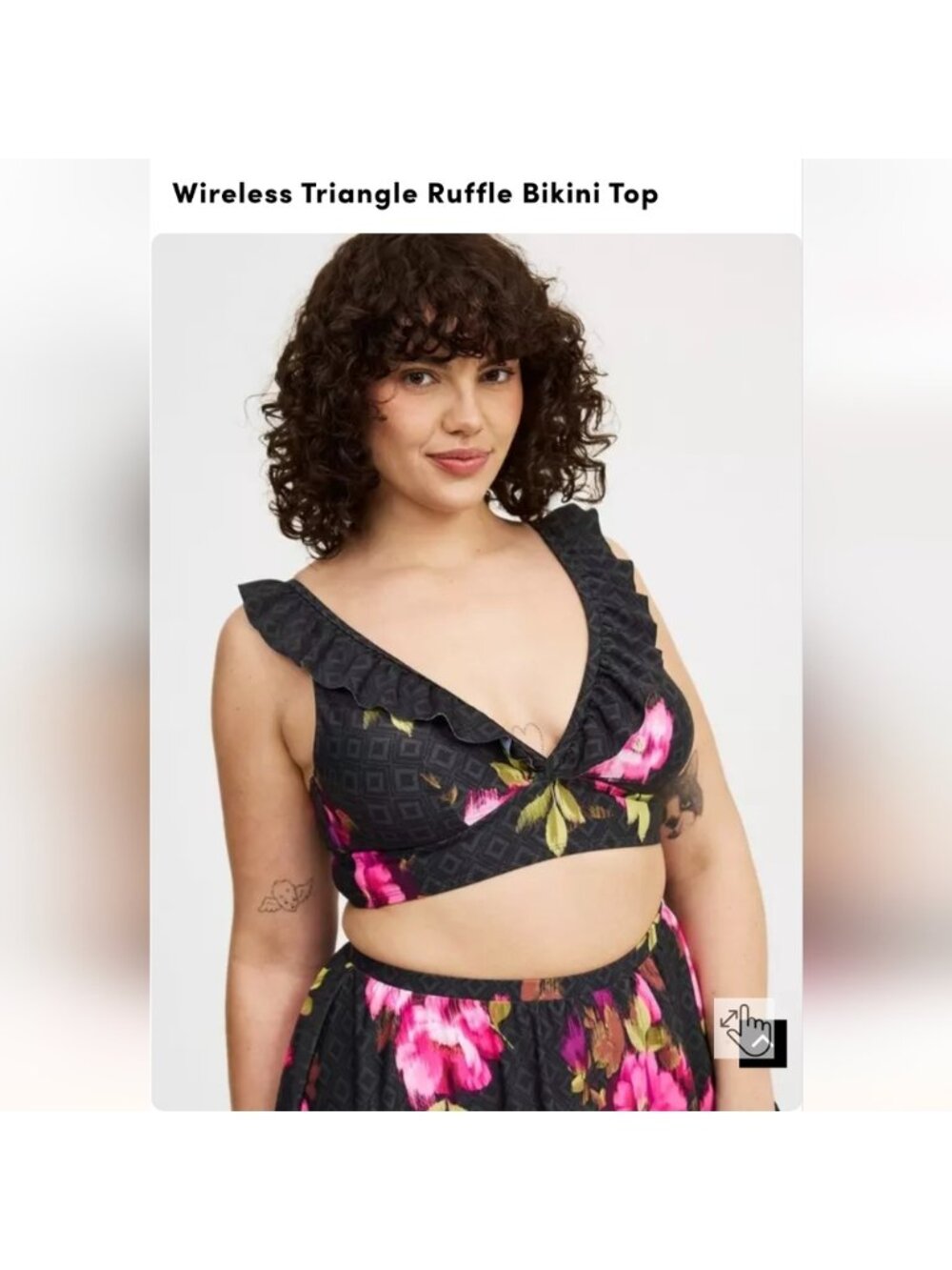 Torrid Wireless Floral Ruffle Bikini Top & Swim Skirt With Bottoms NWT Sz 4x - Picture 9 of 16